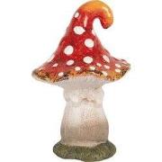 Clayre & Eef Decoratie Beeld Paddenstoel 11x11x16 cm Rood Keramiek