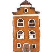 Clayre & Eef Waxinelichthouder Huis 20x15x34 cm Oranje Keramiek