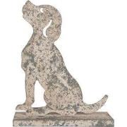 Clayre & Eef Decoratie Beeld Hond 20x8x24 cm Grijs Metaal