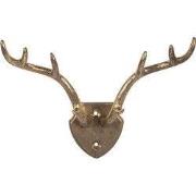 Clayre & Eef Wandhaak Hert 17x8x12 cm Goudkleurig Metaal