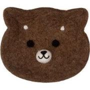 Clayre & Eef Decoratie schaal Beer 15x13x3 cm Bruin Vilt