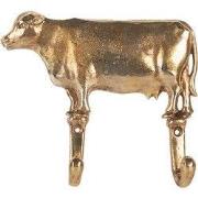 Clayre & Eef Wandhaak Koe 17x4x15 cm Goudkleurig Metaal