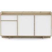 Buffet met 3 deuren en 1 lade, decor in konings-eiken en wit, L157,4 c...