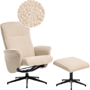 JAPET  - Relaxfauteuil met voetenbank - Beige - Bouclé