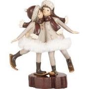 Clayre & Eef Decoratie Beeld Kinderen 15x7x18 cm Grijs Kunststof