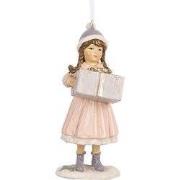 Clayre & Eef Kersthanger Kind 11 cm Roze Kunststof