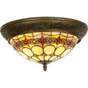Lumilamp Plafondlamp Tiffany Ø 38x19 cm Beige Rood Glas Roos