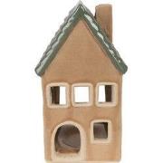 Clayre & Eef Waxinelichthouder Huis 15 cm Bruin Porselein