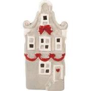 Clayre & Eef Decoratie Huis met LED Huis 11x9x22 cm Grijs Keramiek