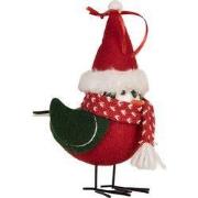 Clayre & Eef Decoratie Vogel 11x7x12 cm Rood Synthetisch