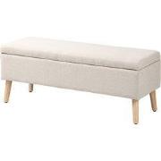 Bedbank Hocker op poten - Gestofferd - 110x39 cm - Beige