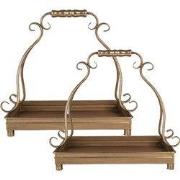 Clayre & Eef Decoratie schaal set van 2 Goudkleurig Metaal