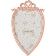 Clayre & Eef Fotolijst 11x2x19 cm / 10x15 cm Roze Kunststof Bloemen