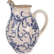 Clayre & Eef Decoratie Kan 16x12x19 cm Beige Keramiek Bloemen