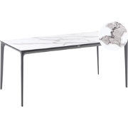 SOVARETO - Tuintafel - Donkergrijs/Wit - HPL/Aluminium/marmer