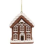Clayre & Eef Kersthanger met LED Gingerbread house 9x6x10 cm Bruin Pol...