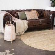 Vloerkleed Gerecycled Materiaal Rond Ciro Geel/Naturel op=op - Gerecyc...