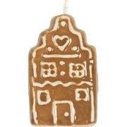 Clayre & Eef Kersthanger Huis 4x4x6 cm Bruin Keramiek