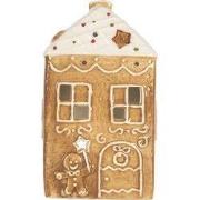 Clayre & Eef Waxinelichthouder Huis 9x7x16 cm Bruin Keramiek