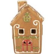 Clayre & Eef Gingerbread house met LED 8x8x12 cm Bruin Keramiek