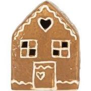 Clayre & Eef Gingerbread house met LED 8x6x10 cm Bruin Keramiek