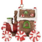 Clayre & Eef Kersthanger Trein 9x5x9 cm Bruin Kunststof