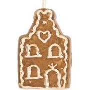 Clayre & Eef Kersthanger Huis 4x4x6 cm Bruin Keramiek