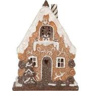 Clayre & Eef Gingerbread house met LED 15x8x19 cm Bruin Kunststof