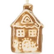 Clayre & Eef Kersthanger Huis 4x4x7 cm Bruin Keramiek