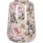 Clayre & Eef Vaas Ø 37x49 cm Grijs Roze Metaal Bloemen