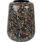 Clayre & Eef Vaas Ø 31x40 cm Zwart Bruin Metaal Bloemen