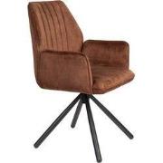 Housecraft Living Jamie Eetkamerstoel met armleuning Rust/ Bruin - Set...