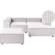 ARDAL - Hoekbank met ottomaan - Off-white - Linkszijdig - Corduroy