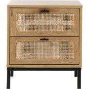 Nachtkastje met 2 Laden en Rieten Kap - JAYA