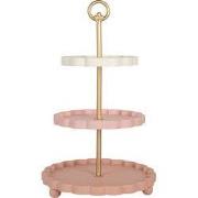 Clayre & Eef Etagère Ø 30x50 cm Roze Metaal