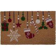 Clayre & Eef Deurmat 75x45x1 cm Bruin Kokos Kerst