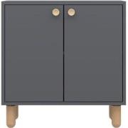 Kleine buffetkast met 2 deuren en massief beukenhouten poten L72 cm - ...