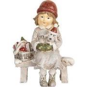 Clayre & Eef Decoratie Beeld Kind 7x5x10 cm Grijs Kunststof