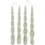 Rivièra Maison Twisted dinerkaarsen groen gedraaid 30 cm (4 Stuks)