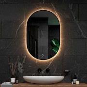 Badkamerspiegel - 90x60cm Ovaal - Zwart Frame