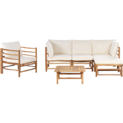 CERRETO - Loungeset 5-zits met fauteuil - Gebroken wit - Bamboehout