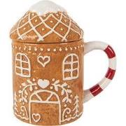 Clayre & Eef Mok Gingerbread house 450 ml Bruin Keramiek