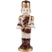 Clayre & Eef Kerstdecoratie Beeld Notenkraker 8x8x25 cm Beige Keramiek