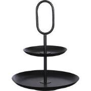 Mica Decorations Rama Etagère 2 Laags - H36 x Ø28 cm - Metaal - Zwart