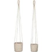Atlantic basket hanging cream set of 2 - h16xd16cm