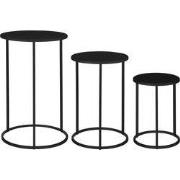 Quinty side table black set of 3 - h50xd32cm