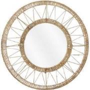 Mica Decorations Ludy Wandspiegel - H5 x Ø60 cm - Jute - Lichtbruin