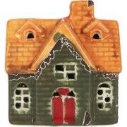 Clayre & Eef Decoratie Huis met LED LED 8x5x8 cm Groen Keramiek