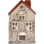 Clayre & Eef Waxinelichthouder Huis 8x7x13 cm Grijs Keramiek