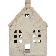 Clayre & Eef Waxinelichthouder Huis 11x7x16 cm Grijs Keramiek
